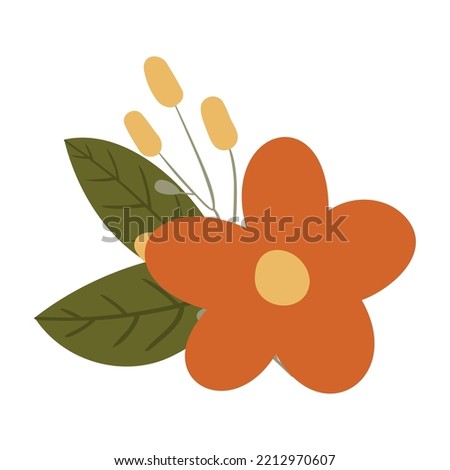 Fall floral compositions in flat style, autumn illustrations with flowers 