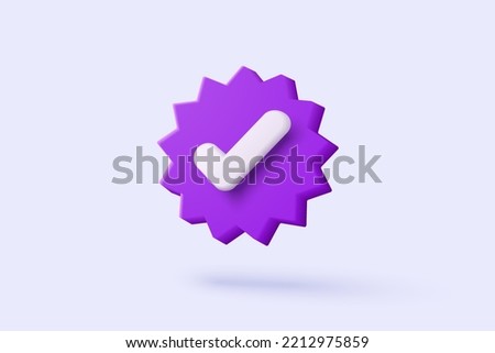 3d check mark icon isolated on white background. check list 3d button best choice for right, success, tick, accept, agree on application. choose tick icon vector with shadow 3D rendering illustration Royalty-Free Stock Photo #2212975859