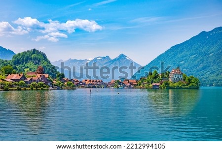 Fishing village of Iseltwald  on Lake Brienz, Switzerland.