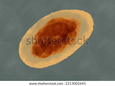 An abstract oval shape in different color on grey background. Dark brown, yellow, and beige colors. Copy space graphic resource.. Painted textured pattern PNG.