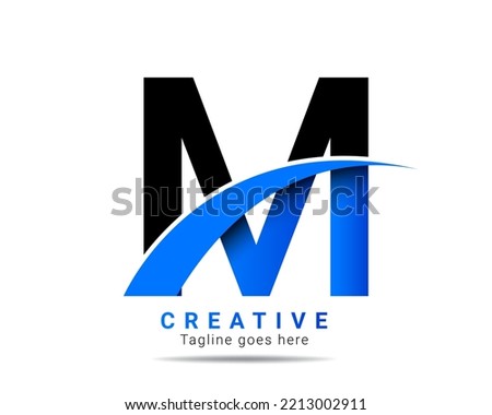 M letter logo for company brand identity, travel, logistic, business logo template. Initial blue color M letter alphabet logo