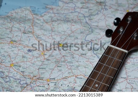 ukulele on geographical map of Europe
