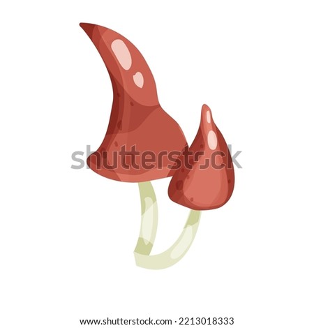 Wild mushrooms in cartoon style isolated on white background. Decoration, clip art,