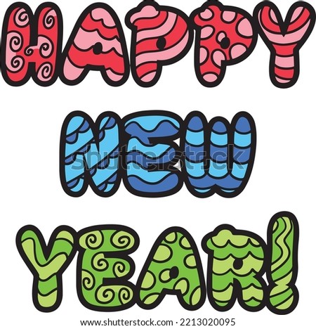 Happy New Year Banner Cartoon Colored Clipart