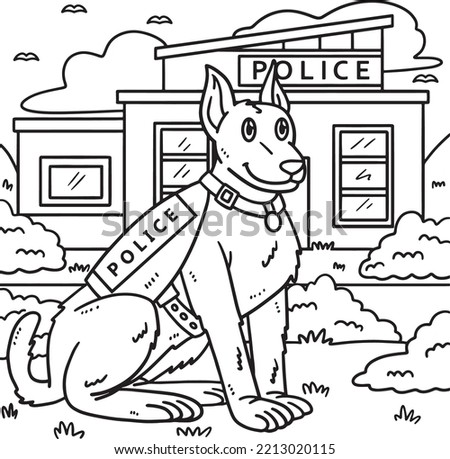 Police Dog Coloring Page for Kids