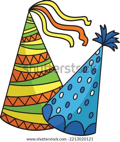 Party Hat Cartoon Colored Clipart Illustration