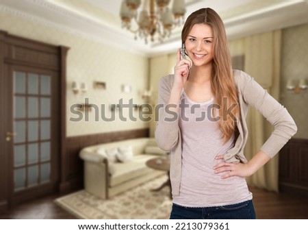 Young smiling business woman, business work concept.