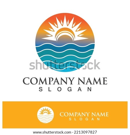 Creative sun concept logo illustration design template