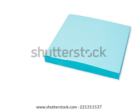 Stack cyan adhesive note isolate