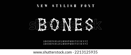BONES Sports minimal tech font letter set. Luxury vector typeface for company. Modern gaming fonts logo design. Royalty-Free Stock Photo #2213125935