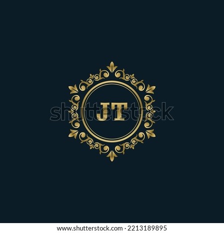 Letter JT logo with Luxury Gold template. Elegance logo vector template.