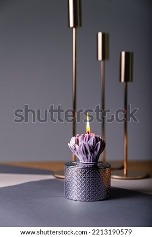 Scented candle mockup design. Lotus candle. Burning candle. spa element collection. Time to relax.