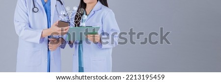 Medical doctor with clipboard and stethoscope isolated on white background.