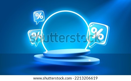 Mega sale special offer, Stage podium percent, Stage Podium Scene with for Award, Decor element background. Vector illustration Royalty-Free Stock Photo #2213206619