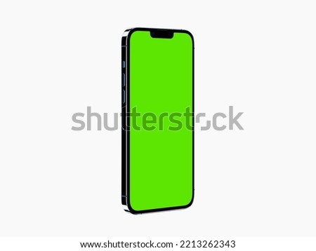 3D Green Screen mobile phone on white background. Royalty-Free Stock Photo #2213262343
