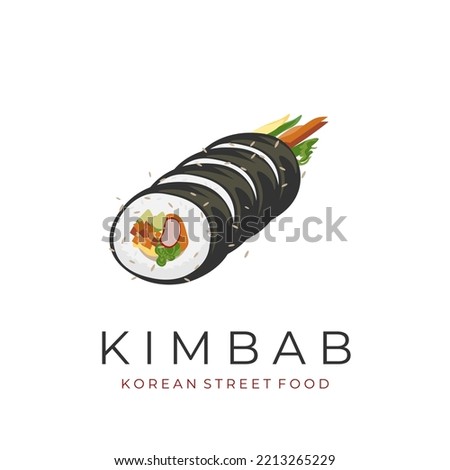 Sliced ​​homemade kimbap roll vector illustration logo Royalty-Free Stock Photo #2213265229