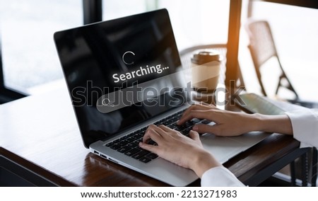 Job search online concept, find your career, woman graduate looking at online website by laptop computer.