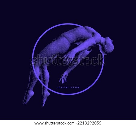 Take me higher. Flying man in zero gravity or a fall. Hovering in the air. Levitation act. 3D vector illustration. Royalty-Free Stock Photo #2213292055