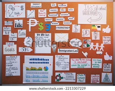 top view office brainstorm board