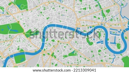 Layered editable vector illustration outline of London city map. Royalty-Free Stock Photo #2213309041