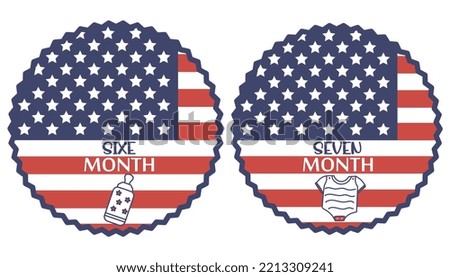Stickers for newborns on the flag of America. Pacifier, sliders
