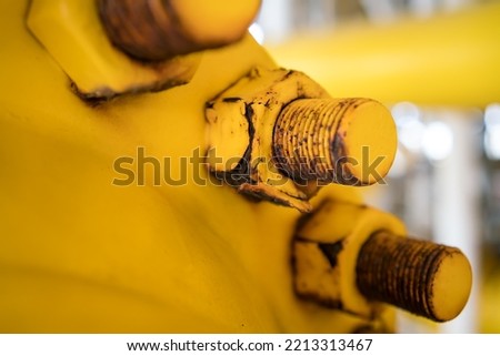nuts stud bolt  are severely corroded in the chemical industry process. Royalty-Free Stock Photo #2213313467