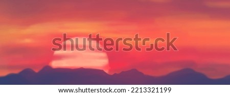 Landscape background. Abstract art template with paint elements. Sunrise Sunset background abstract banner design in nature style. Vector illustration.