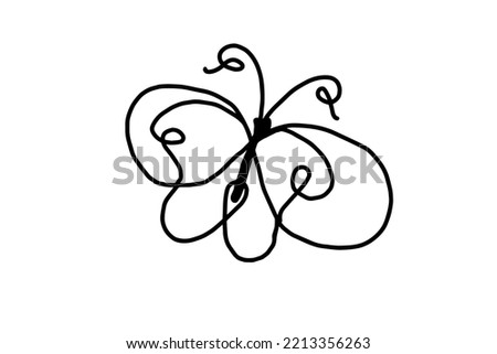 butterfly drawing with one black line