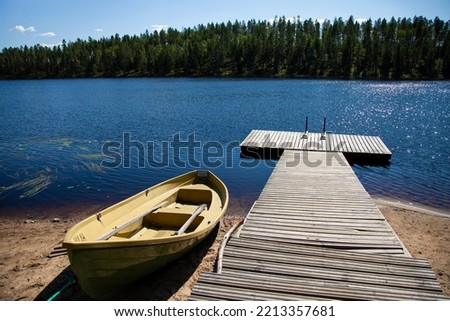 Boat and jetty on a Lake in Finland