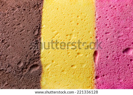 Colourful Neapolitan ice cream background and texture