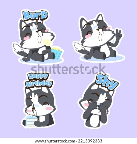 cute husky dog vector sticker set