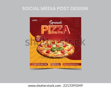 Special pizza social media post template design, vector file with colorful layout