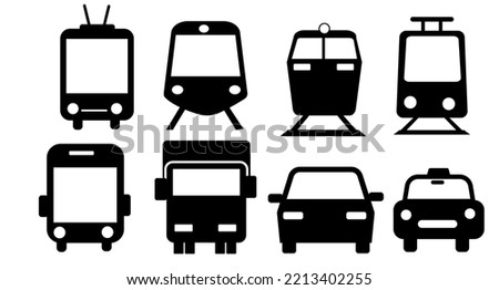 Vector illustration of a simple single color vehicle and transport related icons for your design or application. vector