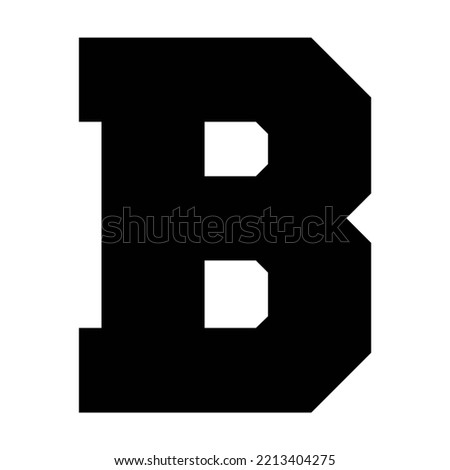 B letter college jersey sports font on white background. Isolated, no background illustration.