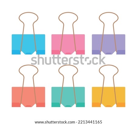A set of colorful tongs clip design illustration icons for picking up paper documents used in the office.