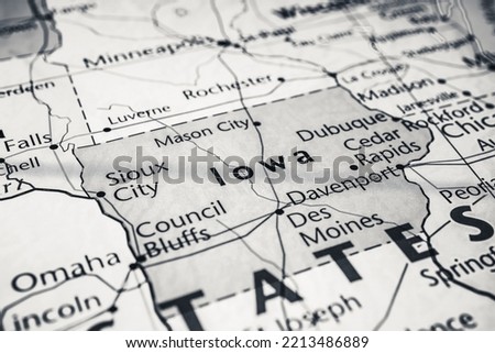 Iowa on the USA map Royalty-Free Stock Photo #2213486889
