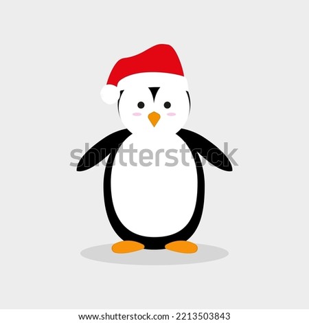 Christmas penguin in a hat. Vector graphics