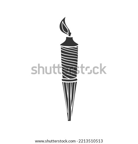Torch Icon Silhouette Illustration. Fire Vector Graphic Pictogram Symbol Clip Art. Doodle Sketch Black Sign.