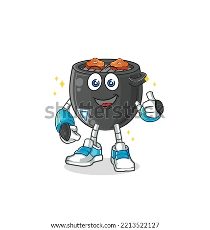 the barbecue robot character. cartoon mascot vector