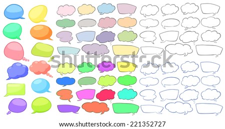 Illustration of the empty speech templates on a white background