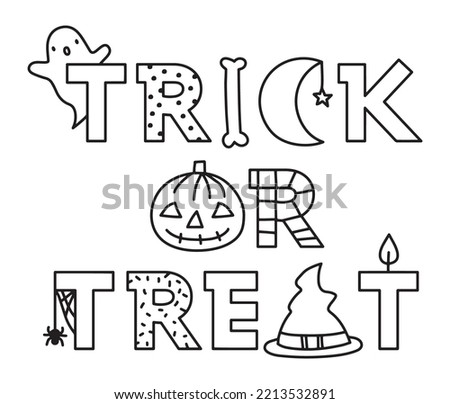Happy Halloween trick or treat letters vector illustration