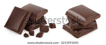 Small dark chocolate pieces isolated on white background Royalty-Free Stock Photo #2213591041