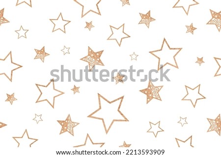 Seamless pattern of stars on a white isolated background