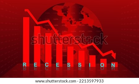 Global Recession Background. illustration of economic recession with red arrow symbol falling down