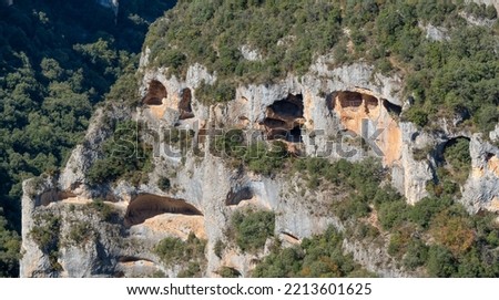 rocky outcrops and caves in the Parque natural de la Sierra y los Cañones de Guara, Spanish Pyrenees mountains