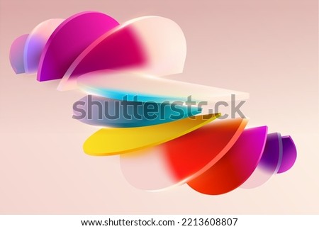 Colorful circles and sectors. Art geometric shapes in glass morphism style. Abstract vector design elements. Royalty-Free Stock Photo #2213608807