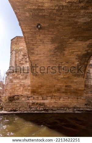 The Stone Bridge, Puente de Piedra in Spanish, over the River Ebro in Zaragoza, Aragon, Spain.