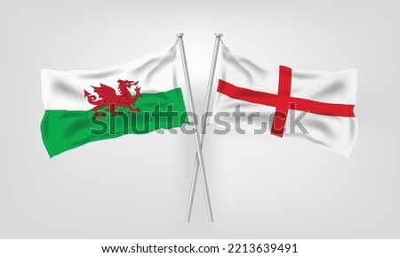 Wales vs England, world Football 2022, World Football Competition championship match country flags. vector illustration EPS. Royalty-Free Stock Photo #2213639491