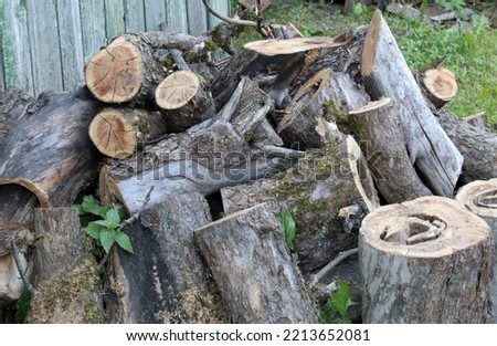 Pieces of sawn wood stacked in a pile