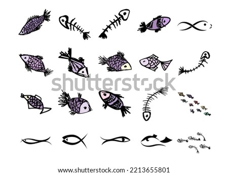 A set of simple fish. Vector illustration